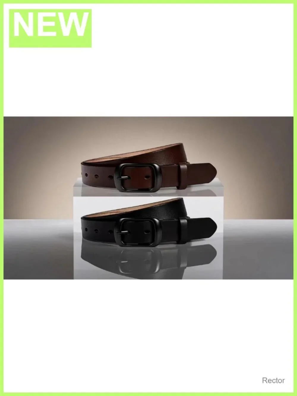 Genuine Leather Belts for Women 2-Pack Classic Pin Buckle Adjustable